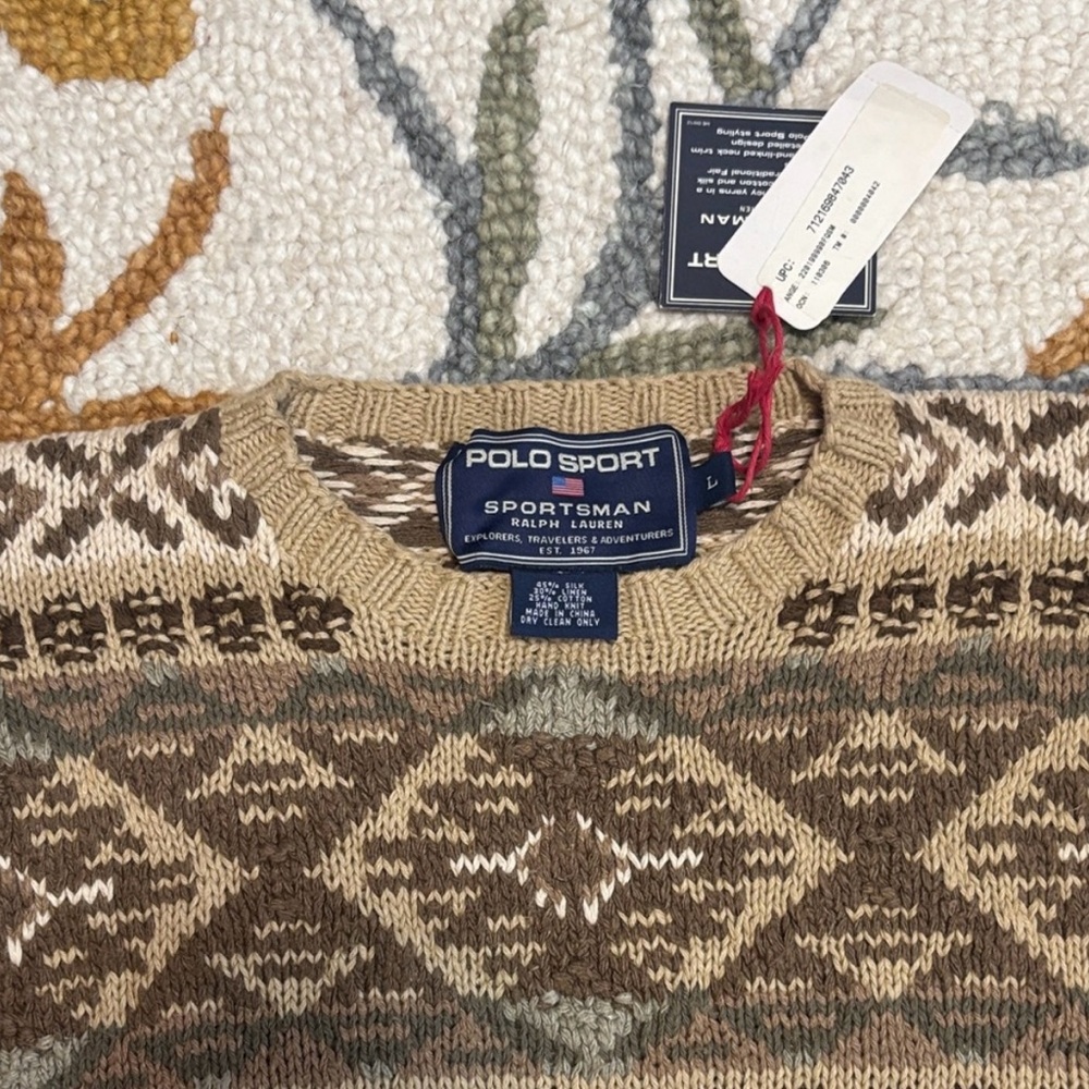 Polo Sport Ralph Lauren Vintage Patterned knit Sweater Silk linen cotton blend - Picture 11 of 16